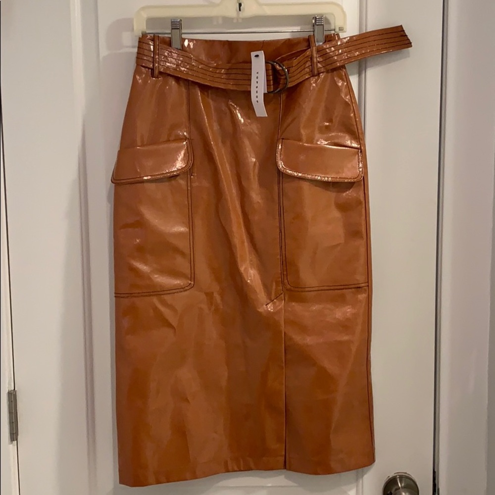NWT Topshop coated canvas skirt